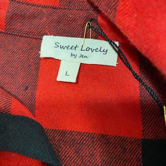 Buffalo plaid button up long shirt / dress-size L - Picture 9 of 11